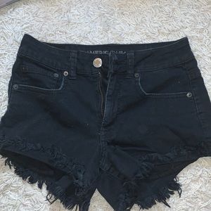 American Eagle Distressed Black Denim Shorts